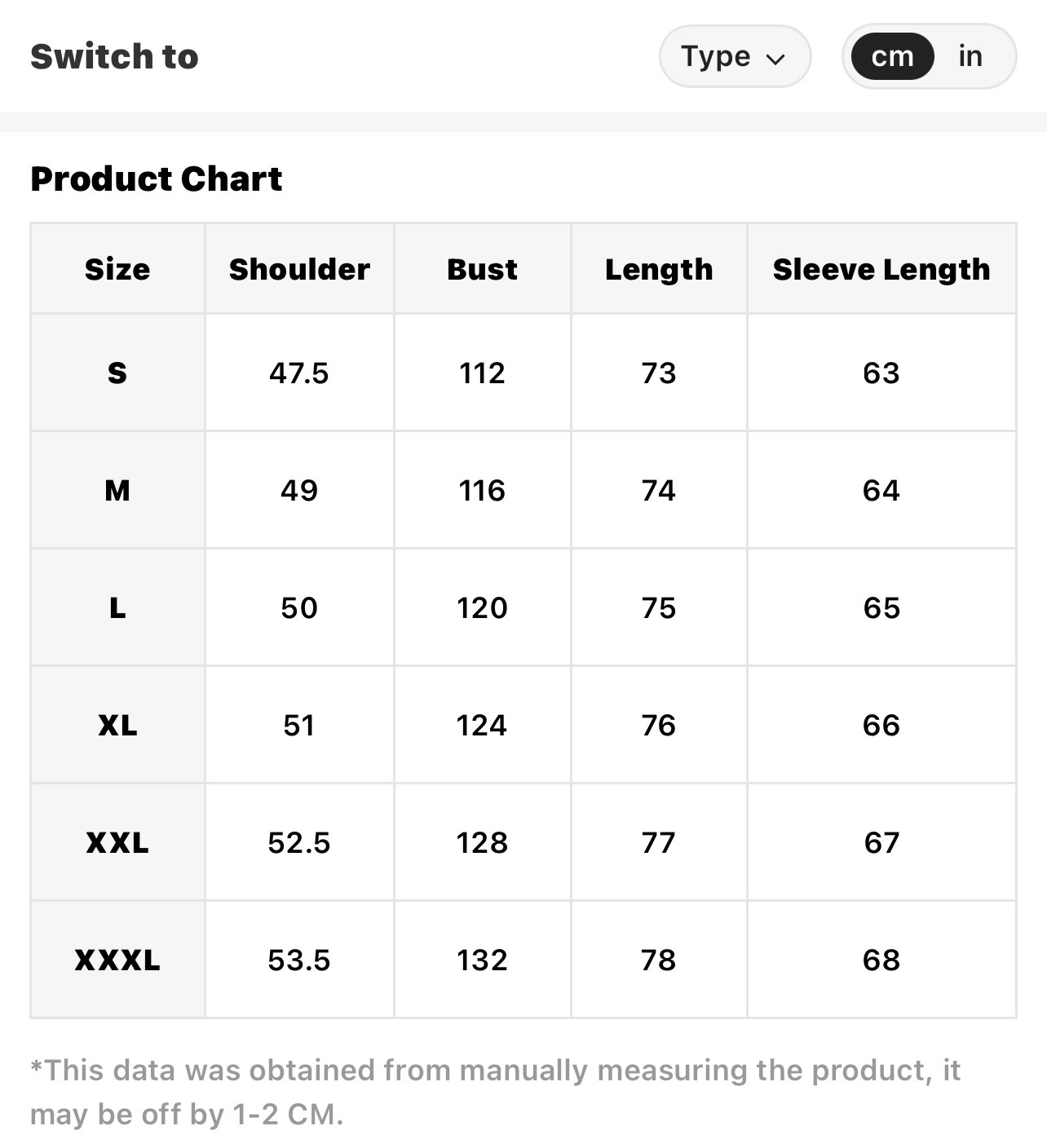 Size Chart